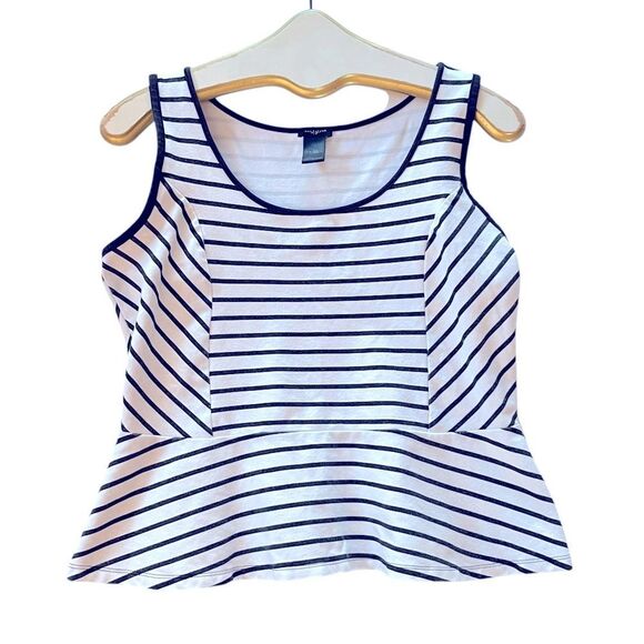 Ann Taylor Striped Sleeveless Peplum Top - Picture 1 of 6